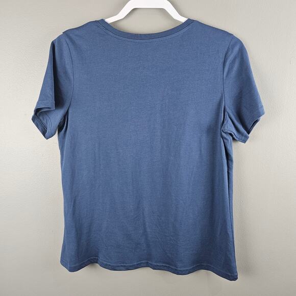 Pact Blue Organic Cottton V Neck T-Shirt Sustainable Clothing Size Medium - Picture 2 of 7